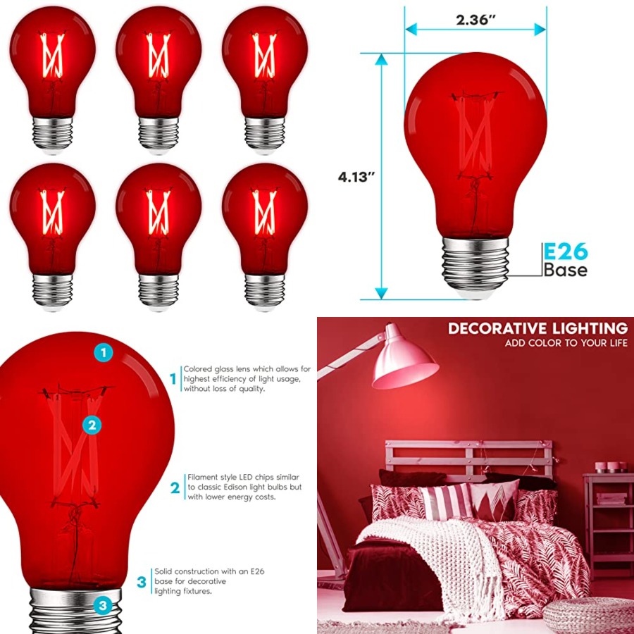 Outdoor Lighting Decoration - مصابيح LED إديسون A19، 4.5 واط