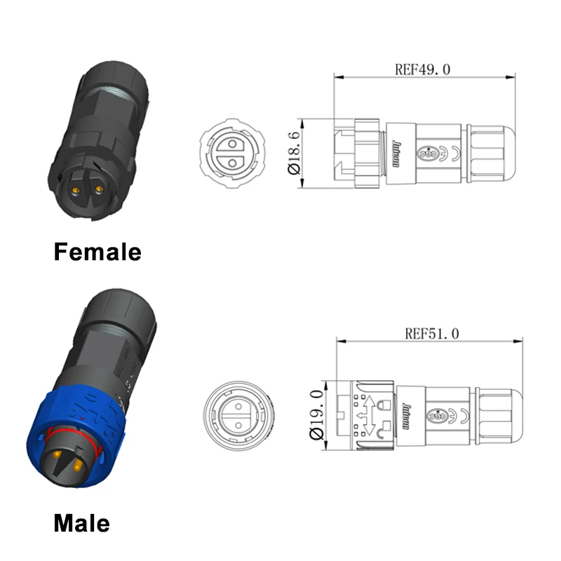 Outdoor Lighting Wire Connectors - 2Pin M16 موصل الطاقة الذاتي قفل