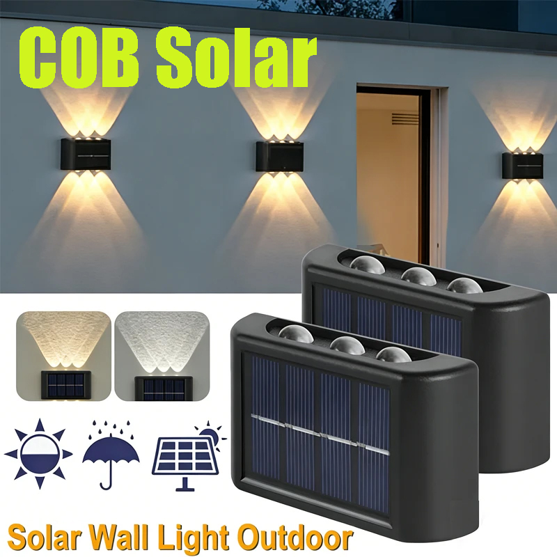 Outdoor Lighting Solar - مصباح جداري شمسي COB مقاوم للماء