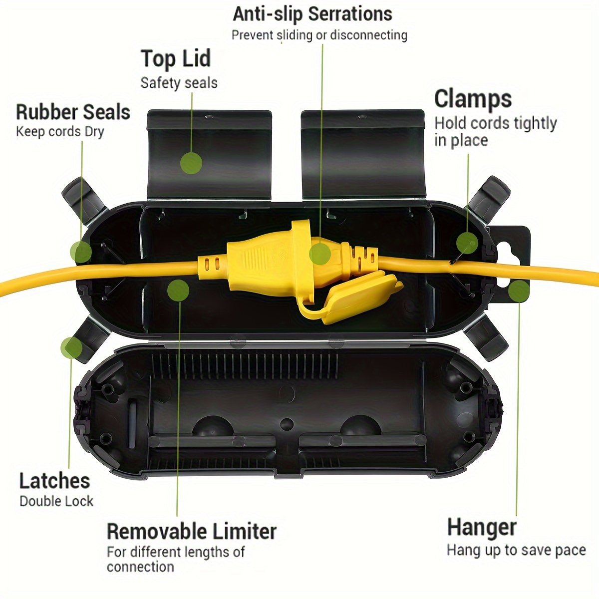 غطاء أمان واقٍ لتوصيل سلك التم - مراجعة Outdoor Lighting Extension Cord وسعره