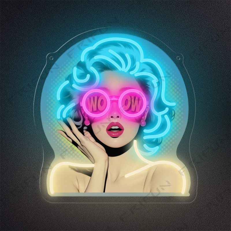 لافتة نيون WOW Curl Girl مطبوع - مراجعة Outdoor Lighting Decor Wow وسعره